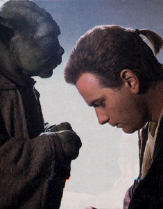 Master Yoda grants Obi-Wan Kenobi the rank of Jedi Knight.