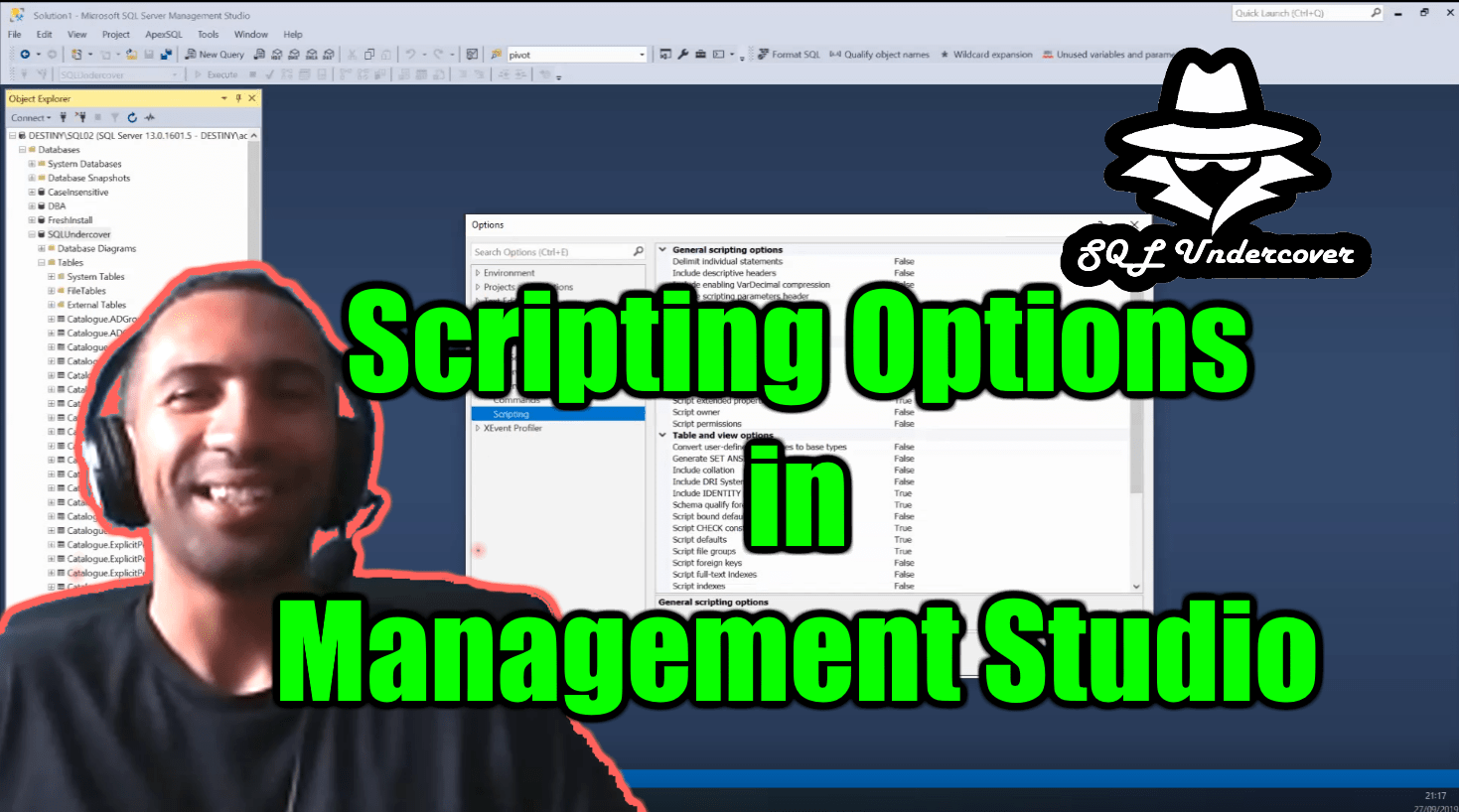 Scripting Options in Management Studio