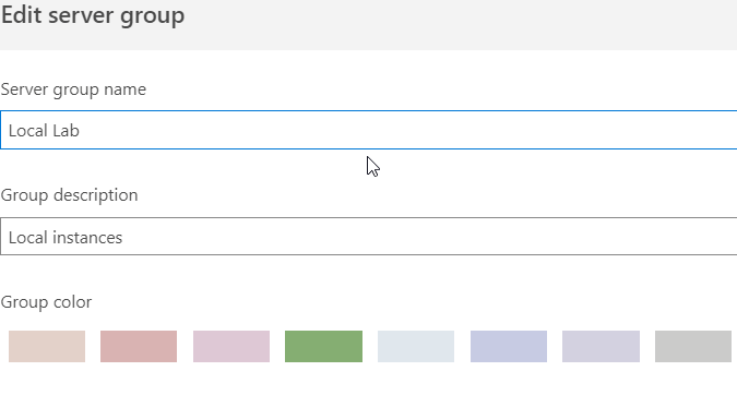ADS Edit Server Group and colors