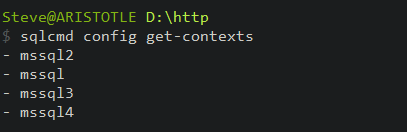 sqlcmd context listing