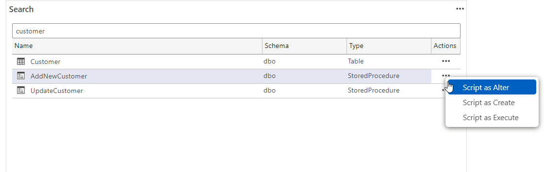 stored procedure actions in ADS