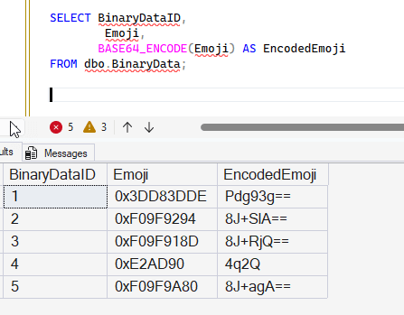 Raw binary and encode emoji data