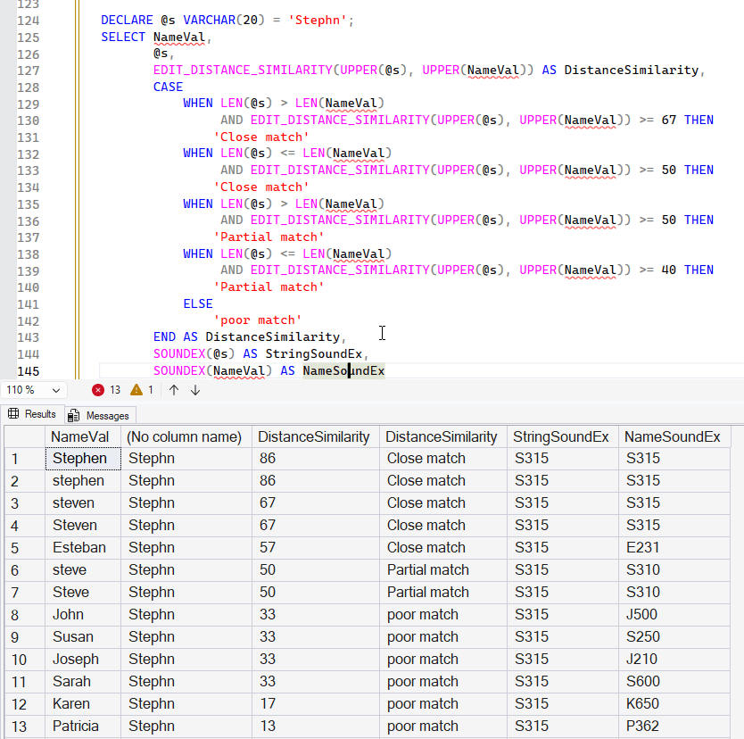SoundEX results added 