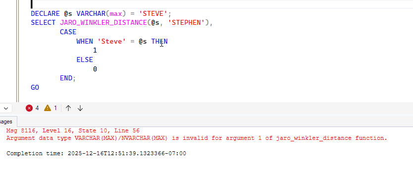 Error from VARCHAR(max)