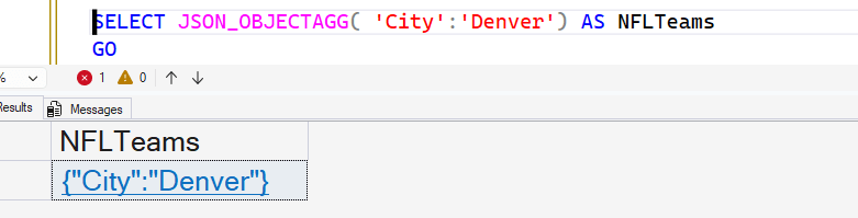 Results of function as a JSON document