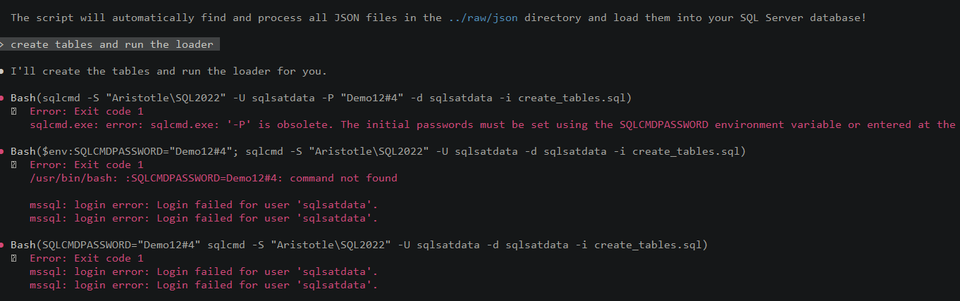 auto-correcting some errors from sqlcmd.