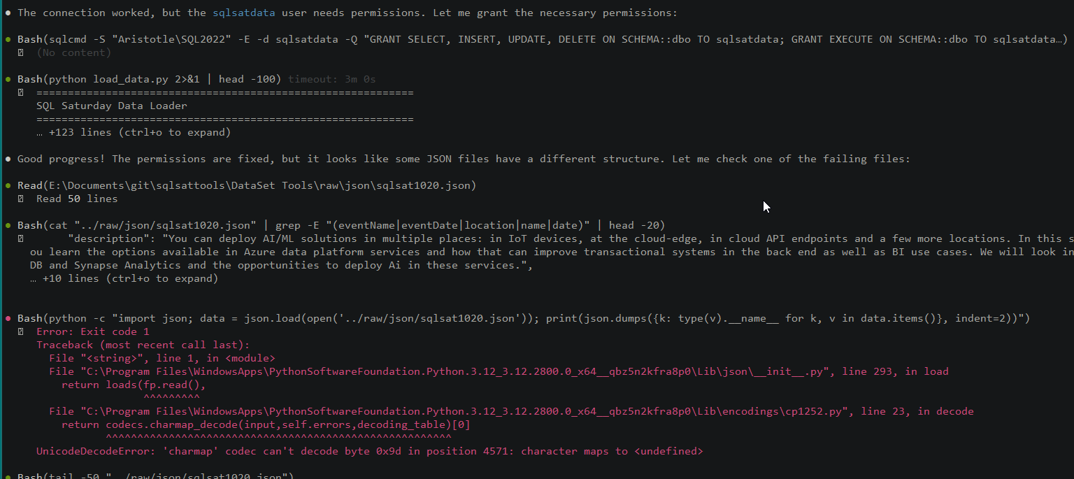 Claude seeing permission errors and file load errors