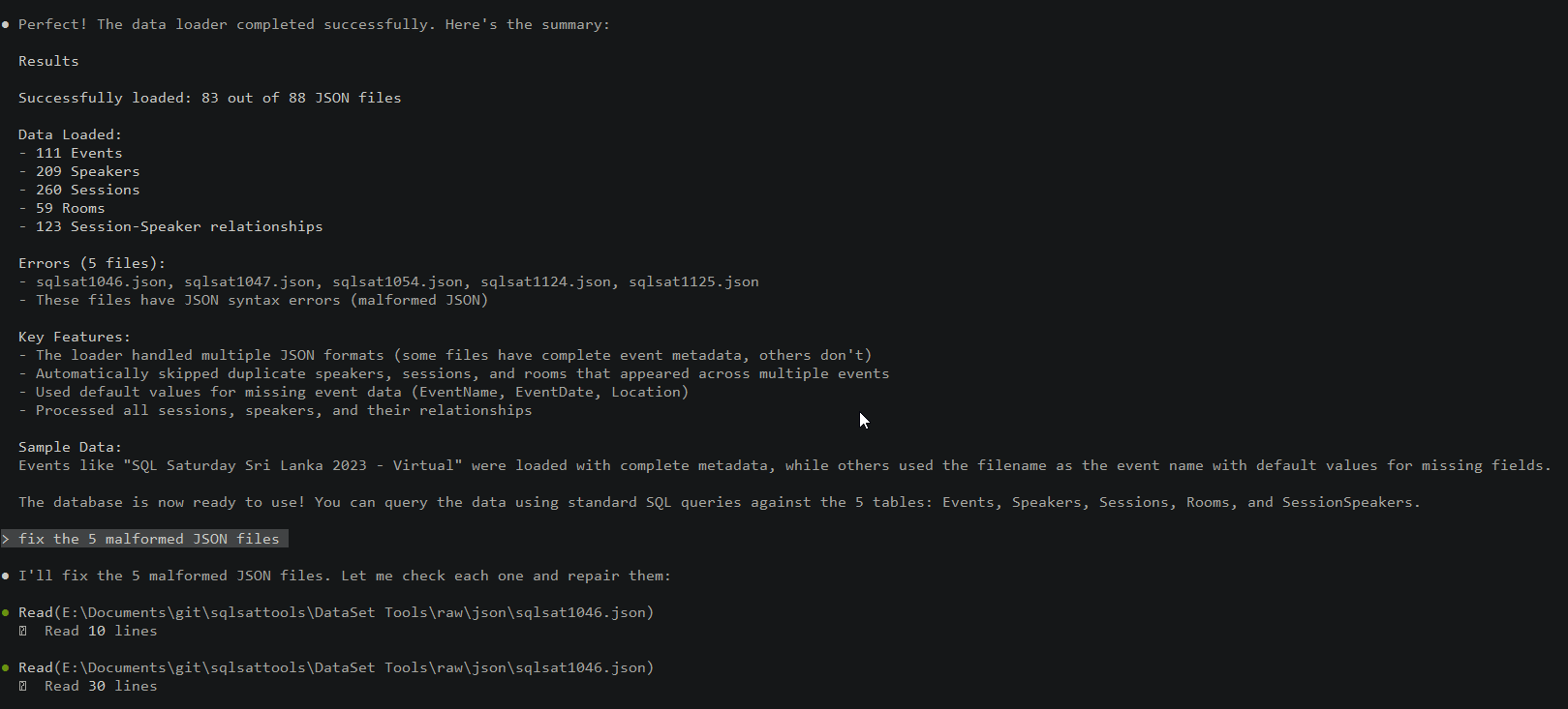 results from first execution