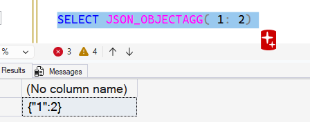 JSON_OBJECTAGG with explicit numeric parameters
