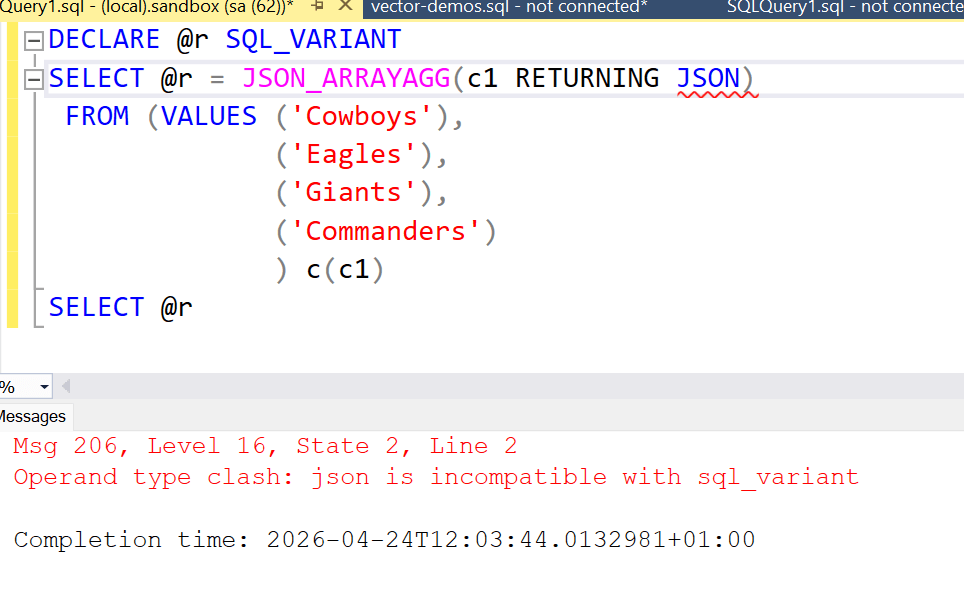 Error assigning result to a sql_variant