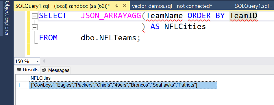 Team name results ordered by ID