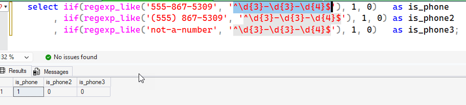 RegEx phone matches and mismatches