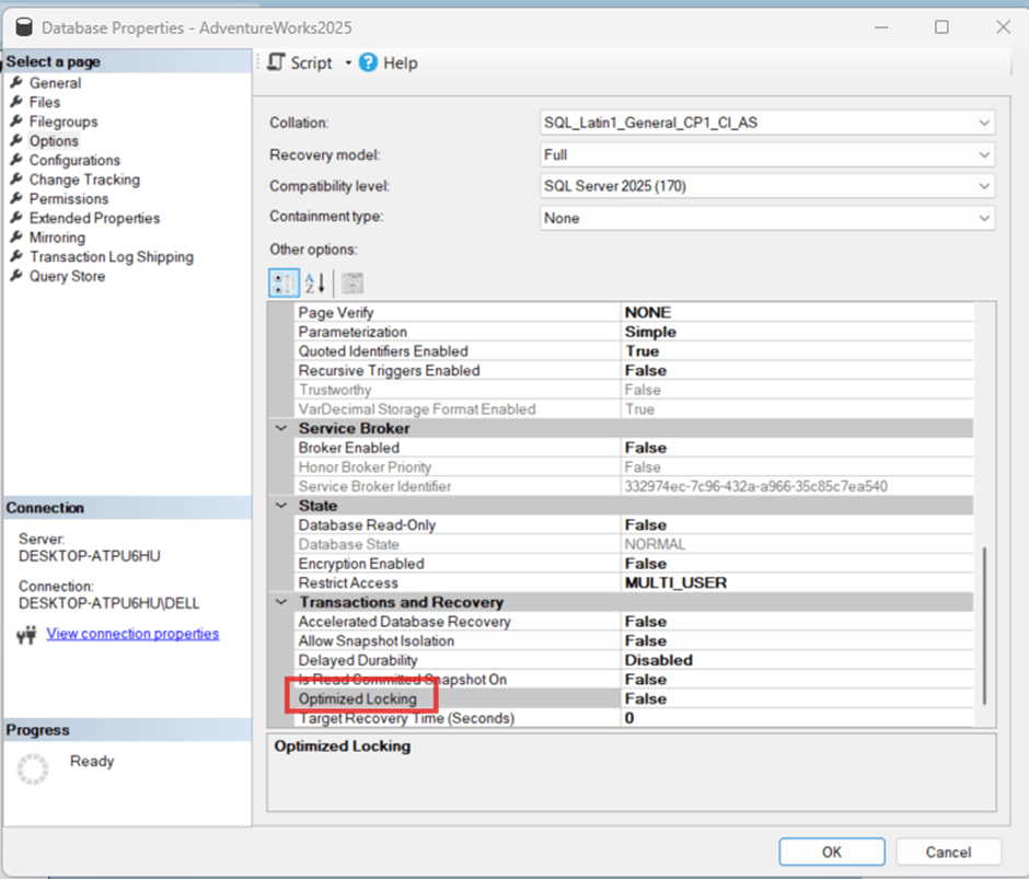 Optimized Locking option