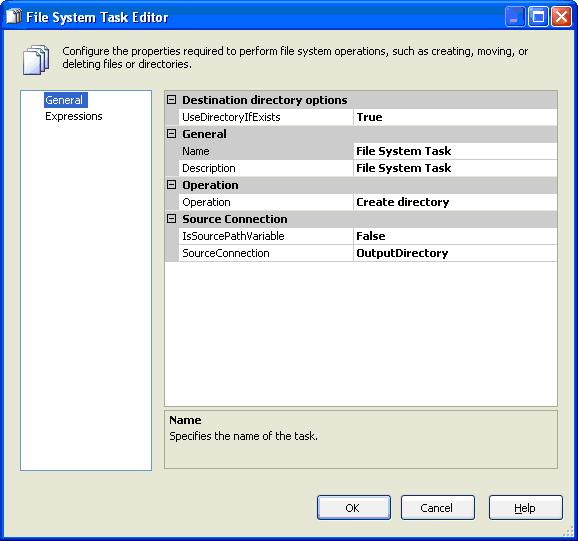 ssis report system task create directory date
