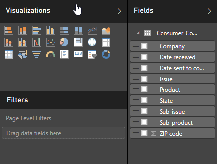 Power BI Desktop Visualization Pane