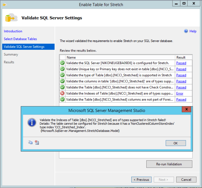 Enable Stretching NCCI - Error Message GUI