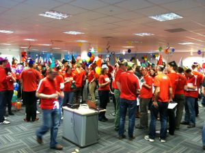 Red Gaters wearing red shirts