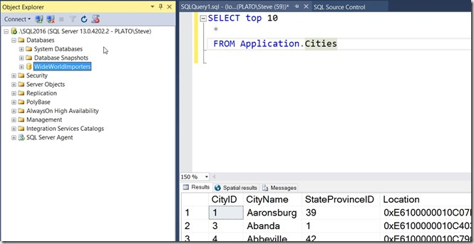 2017-05-30 09_07_28-SQLQuery1.sql - (local)_SQL2016.WideWorldImporters (PLATO_Steve (59))_ - Microso