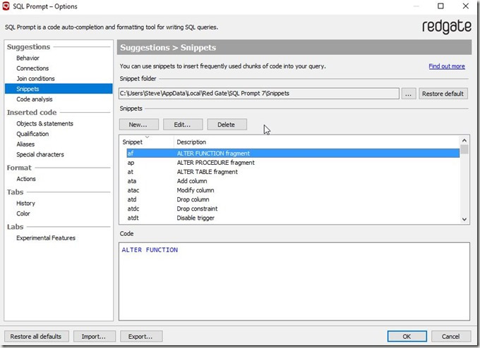 2016-09-23 10_27_41-SQL Prompt &ndash; Options