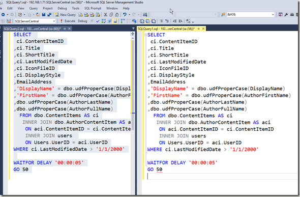 2016-05-20 14_17_34-SQLQuery1.sql - 192.168.1.71.SQLServerCentral (sa (56))_ - Microsoft SQL Server 